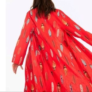 Spring Plume Kimono In Red